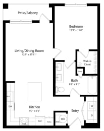 1 bed, 1 bath, 703 sqft, $1,840