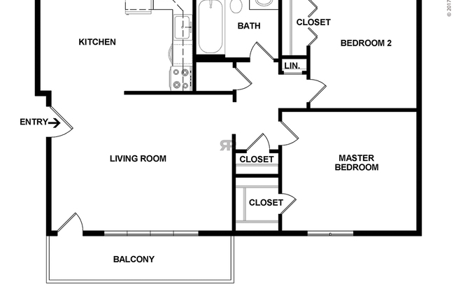 2 beds, 1 bath, 875 sqft, $1,030