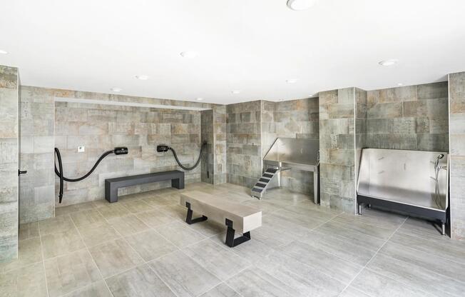 Pet spa with washing stations and grooming areas designed for your four-legged friends at Modera LoSo.