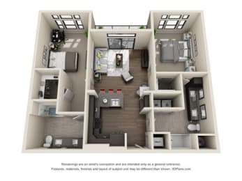 2 beds, 2 baths, 1,182 sqft, $2,105