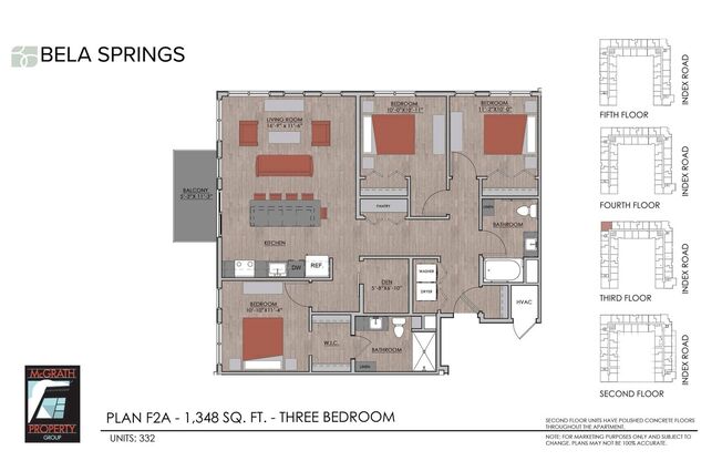 3 beds, 2 baths, 1,348 sqft, $2,690, Unit 332