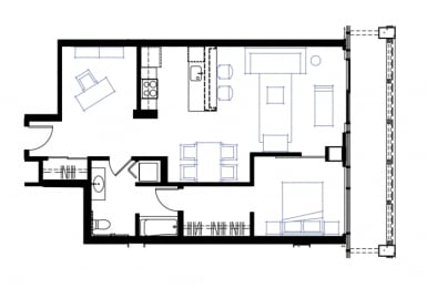 1 bed, 1 bath, 886 sqft, $2,304