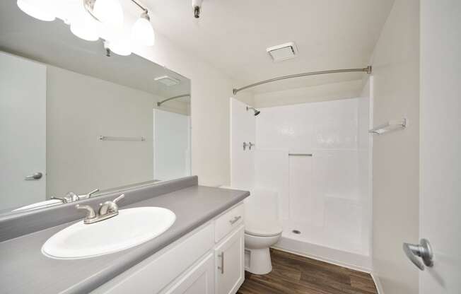 a 2-bedroom apartment bathroom with a sink and a toilet
