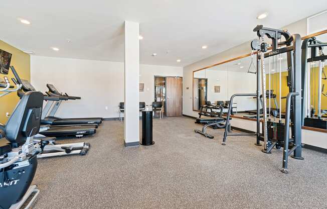 Fitness Center With Modern Equipment at Harbor at Twin Lakes 55+ Apartments, Roseville, 55113