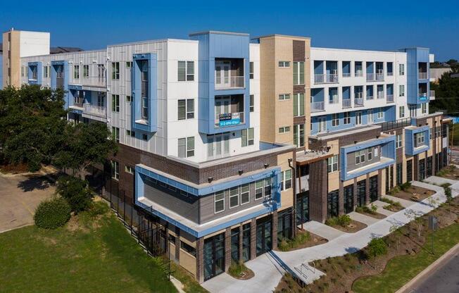 aerial side view of the facility at Brixton South Shore, Austin
