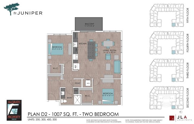 2 beds, 1 bath, 1,007 sqft, $2,100, Unit 400