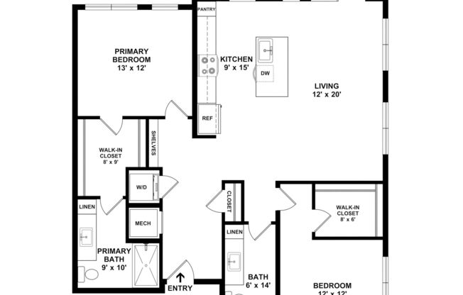 2 beds, 2 baths, 1,195 sqft, $2,080