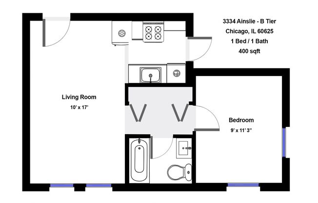 1 bed, 1 bath, 400 sqft, $1,495, Unit 3334-B3