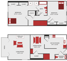 2 beds, 1.5 baths, 1,120 sqft, $1,315