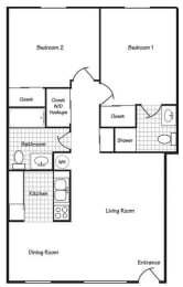 2 beds, 2 baths, 876 sqft, $1,499