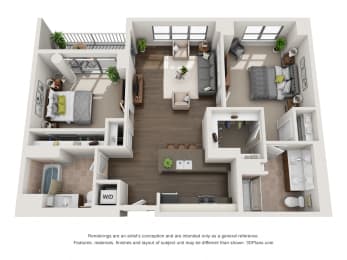 2 beds, 2 baths, 1,158 sqft, $4,470