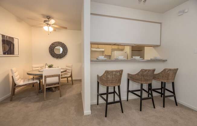 Stanford Heights model dining room and breakfast bar