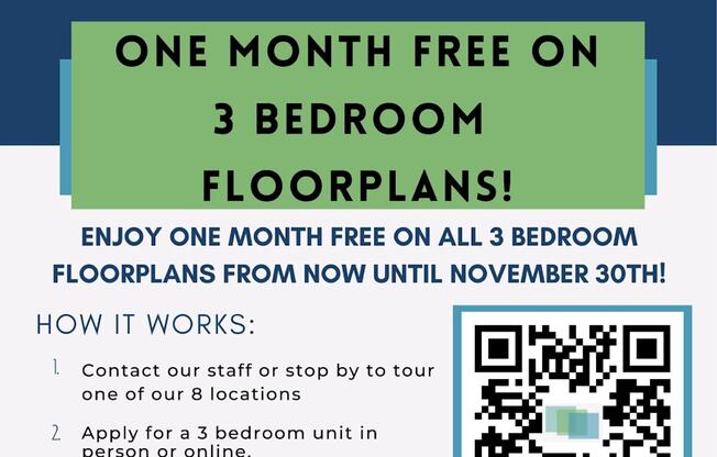 A promotional flyer for The Terraces at DeKalb advertising a rent special.