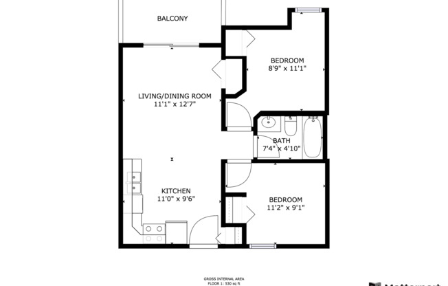 2 beds, 1 bath, 580 sqft, $1,025