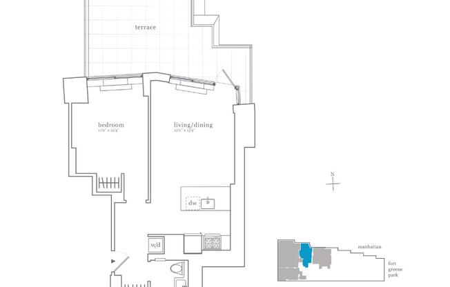 1 bed, 1 bath, $4,600, Unit 4B
