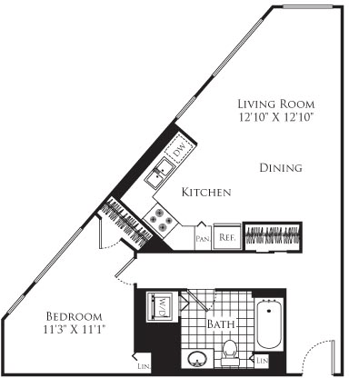 1 bed, 1 bath, 727 sqft, $2,143