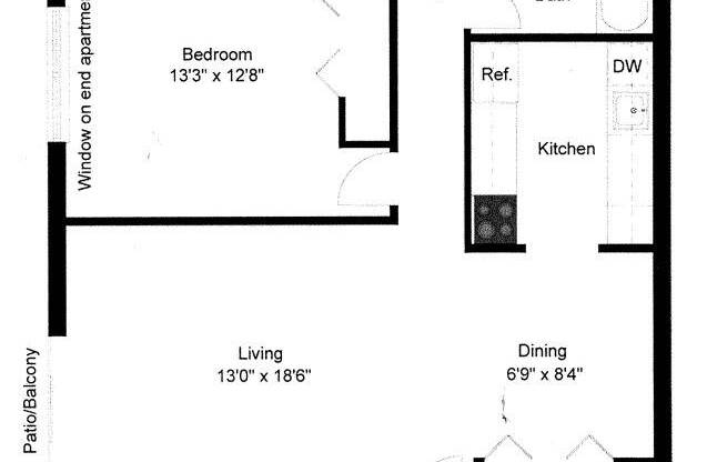1 bed, 1 bath, 750 sqft, $845