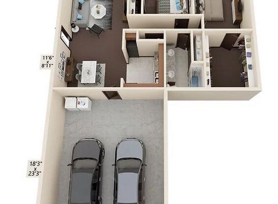 2 beds, 1 bath, 867 sqft, $1,300