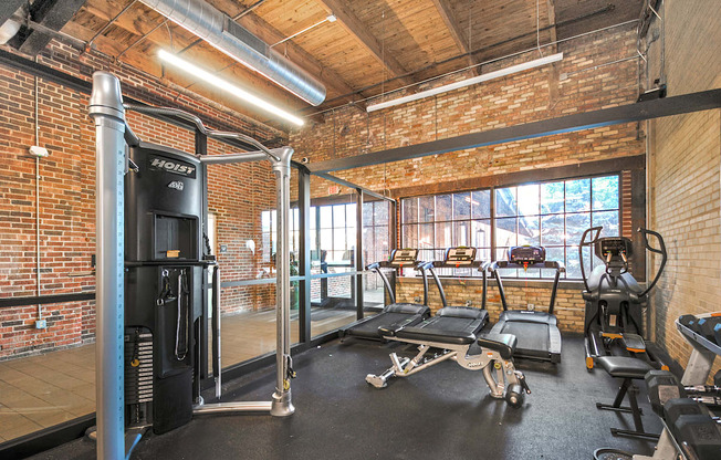 Apartments with fitness center in Grand Rapids. Treadmill, elliptical, free weights.