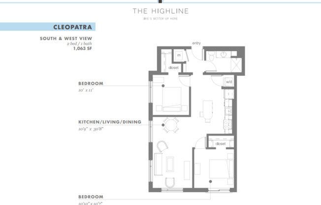 2 beds, 1 bath, 1,063 sqft, $1,510, Unit 251