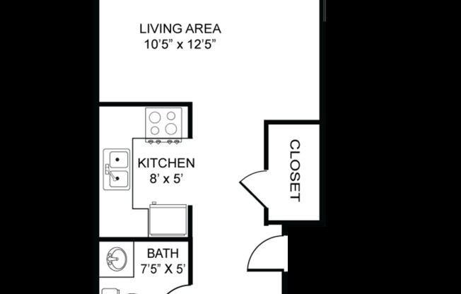 Studio, 1 bath, 310 sqft, $1,130, Unit 203