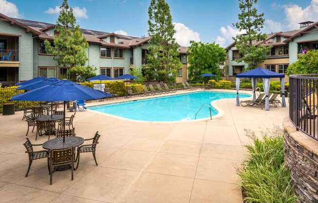 Pool area at 55+ FountainGlen Jacaranda, Fullerton, CA