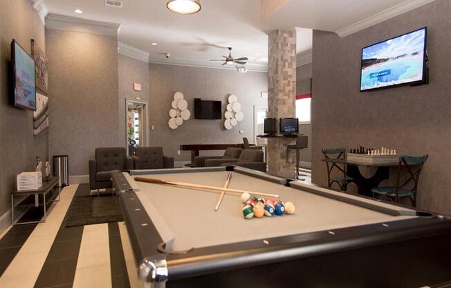 billiards room in clubhouse