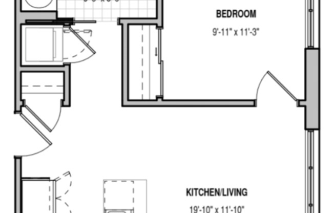 1 bed, 1 bath, 561 sqft, $1,829, Unit 303