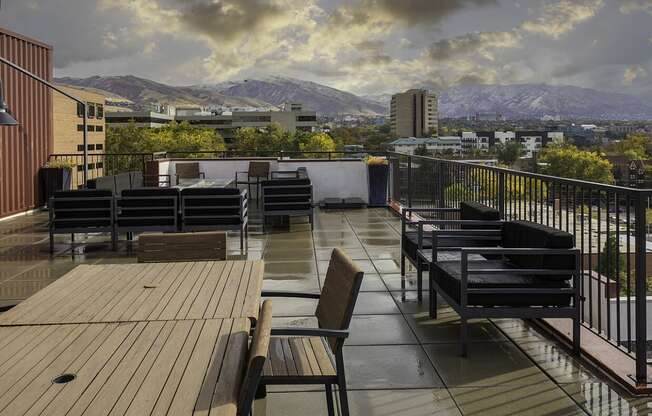 photo of the exterior deck at The Lotus Apartments in Downtown Salt Lake City, Utah