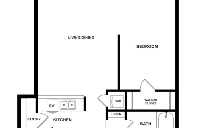 Studio, 1 bath, 598 sqft, $1,999