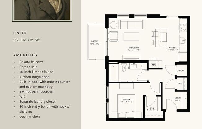 1 bed, 1 bath, 777 sqft, $1,994, Unit 412