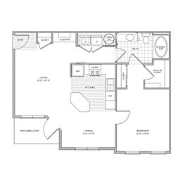 1 bed, 1 bath, 813 sqft, $1,212