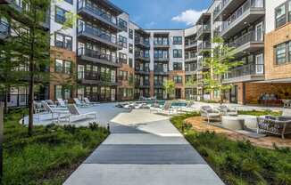 Modern Pool Deck Design at St. Elmo Apartment in Austin, TX