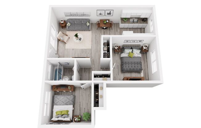2 beds, 1 bath, 650 sqft, $1,859, Unit # B029