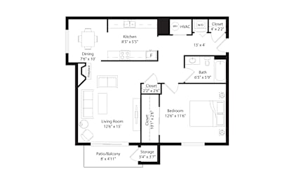 1 bed, 1 bath, 735 sqft, $1,195
