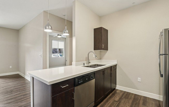 Kitchen Counter, Built-In Sink and High-Arc Faucet