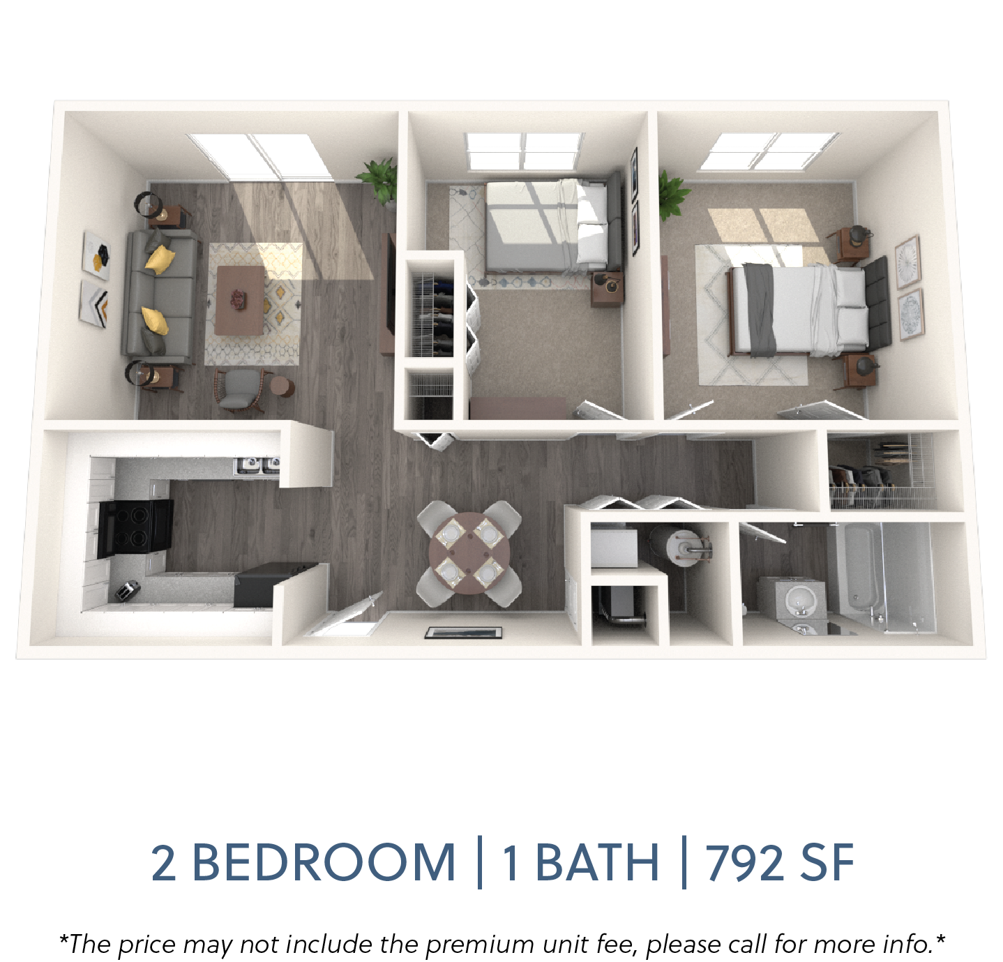 2 beds, 1 bath, 792 sqft, $1,130