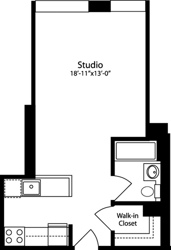Studio, 1 bath, 447 sqft, $3,424, Unit 8P