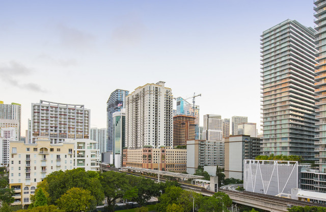 View of downtown Miami from SOMA at Brickell apartments.