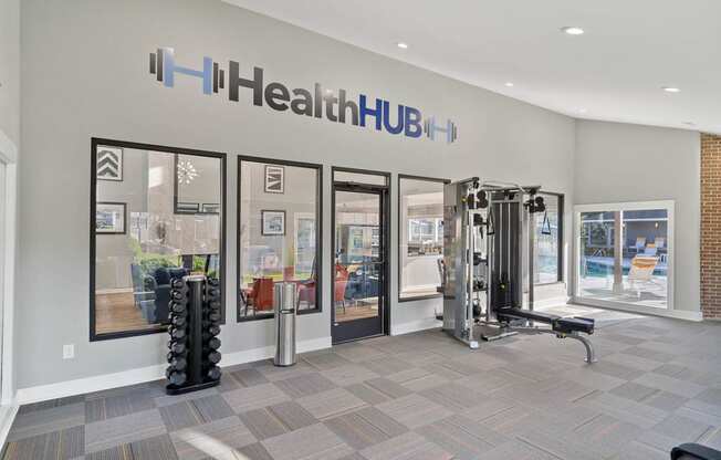 modern fitness center with free weights