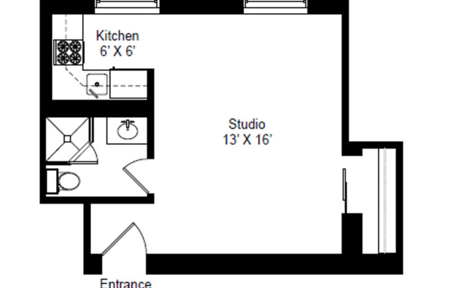 Studio, 1 bath, 300 sqft, $1,545, Unit 620-202