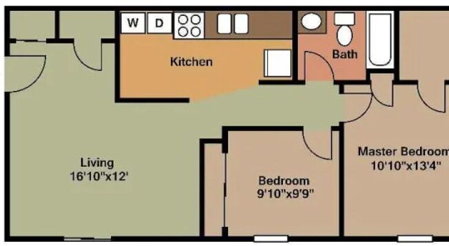 2 beds, 1 bath, 760 sqft, $1,100