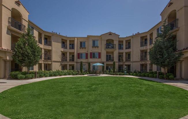 a large lawn in front of a building