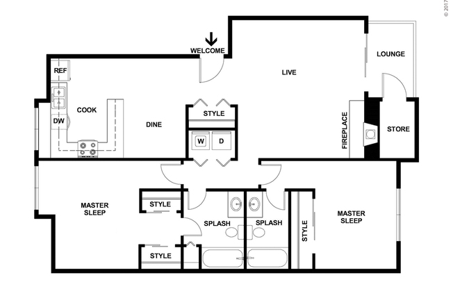 2 beds, 2 baths, 1,056 sqft, $2,069