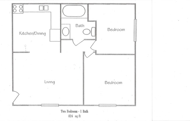 2 beds, 1 bath, 824 sqft, $1,009, Unit 1386-03