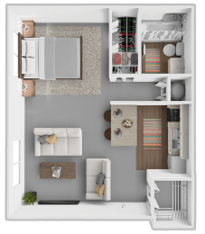 Studio, 1 bath, 508 sqft, $710