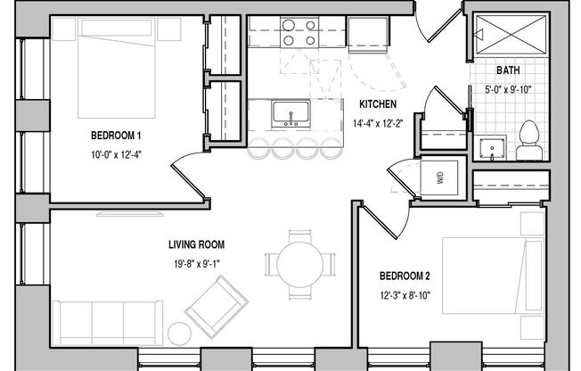 2 beds, 1 bath, 838 sqft, $2,995, Unit 412