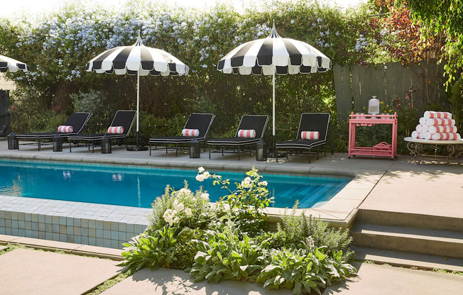 Pool And Sundecks at Villa Carlotta – Furnished Apartments, California