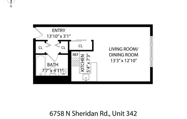 Studio, 1 bath, 275 sqft, $1,395, Unit 342
