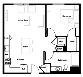 1 bed, 1 bath, 741 sqft, $3,385